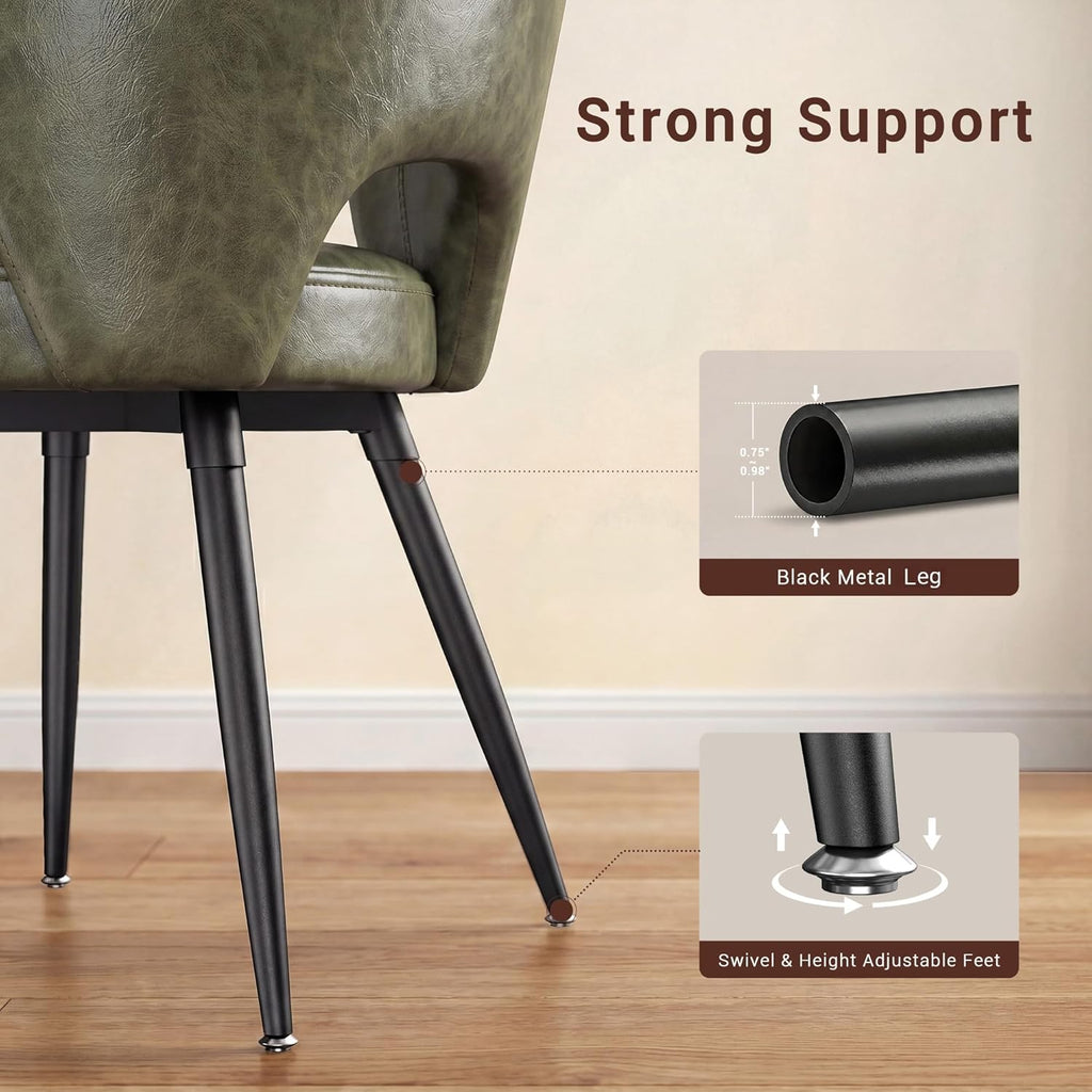 Homkdom Dining Chairs Set of 4 with Curved Open Back & Black Metal Legs