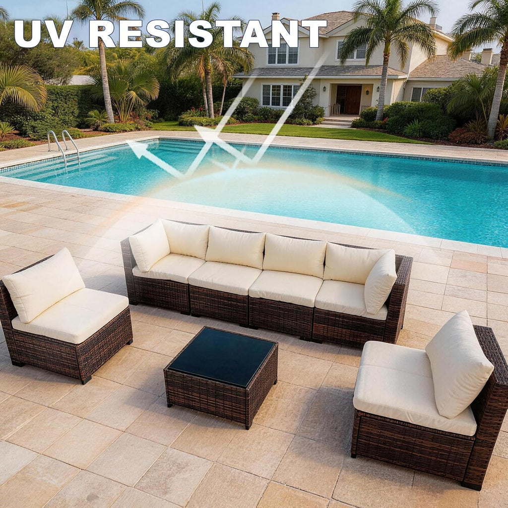 Loungewave Outdoor Cushion Covers Set, Patio Cushion Covers (Beige, 14Pcs-M)