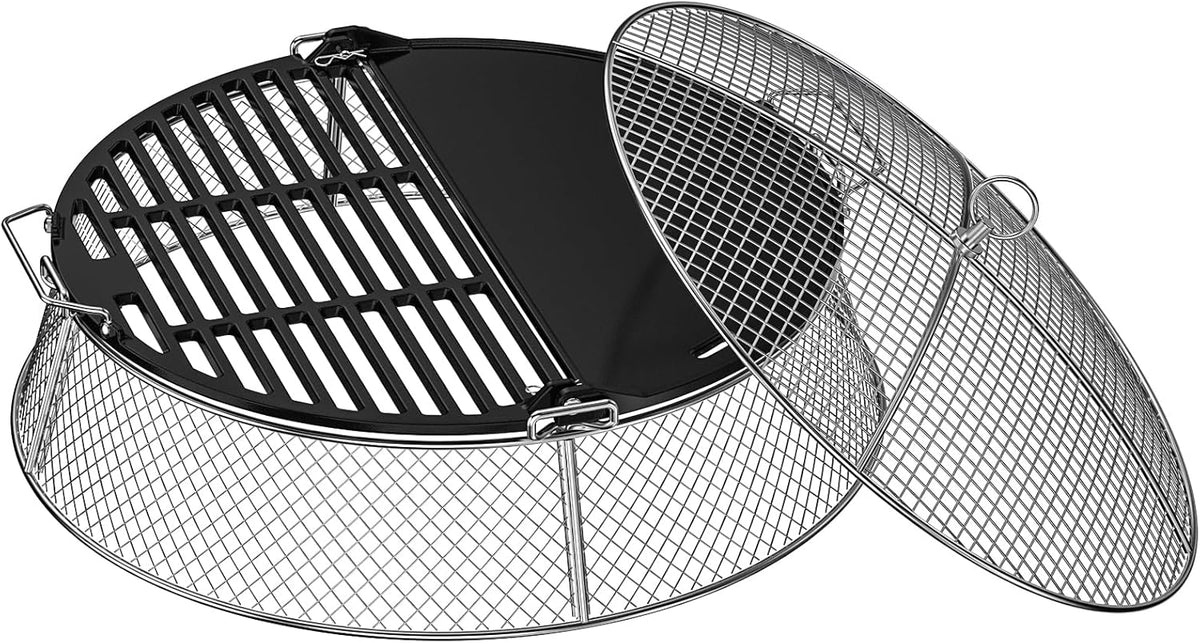 onlyfire Stainless Steel Mesh Cover & Cast Iron Grill Griddle Combo