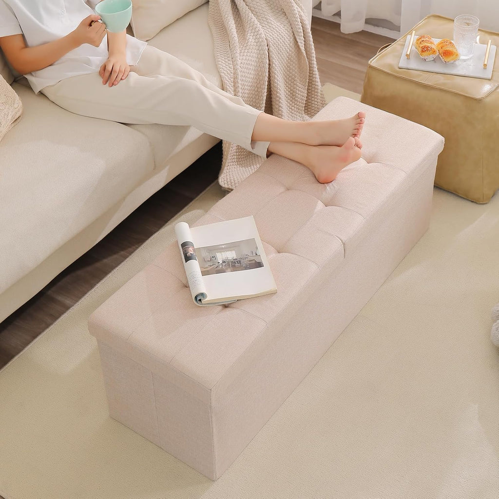storage ottoman bench foldable footrest foot stool, 45", package contents