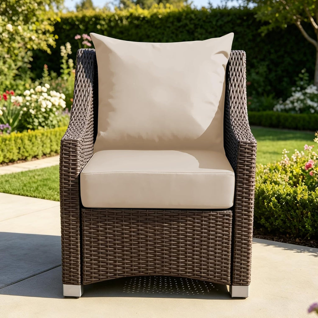 Patio Cushions for Outdoor Furniture, 24x24 Outdoor Couch Cushions, Waterproof & Fade-Resistant Patio Chair Cushions with Removable Cover, Replacement Outdoor Deep Seat Cushion, Beige (Set of 1)