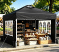 10x10 Pop Up Canopy Tent with One Push Setup, 3 Adjustable Heights, Black
