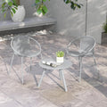 Tangkula 3-Piece Bistro Set - All-Weather PP Patio Conversation Set, Heavy-Duty Metal Frame Outdoor Acapulco Chair Set with Round Coffee Table, Perfect for Deck or Balcony (Gray)