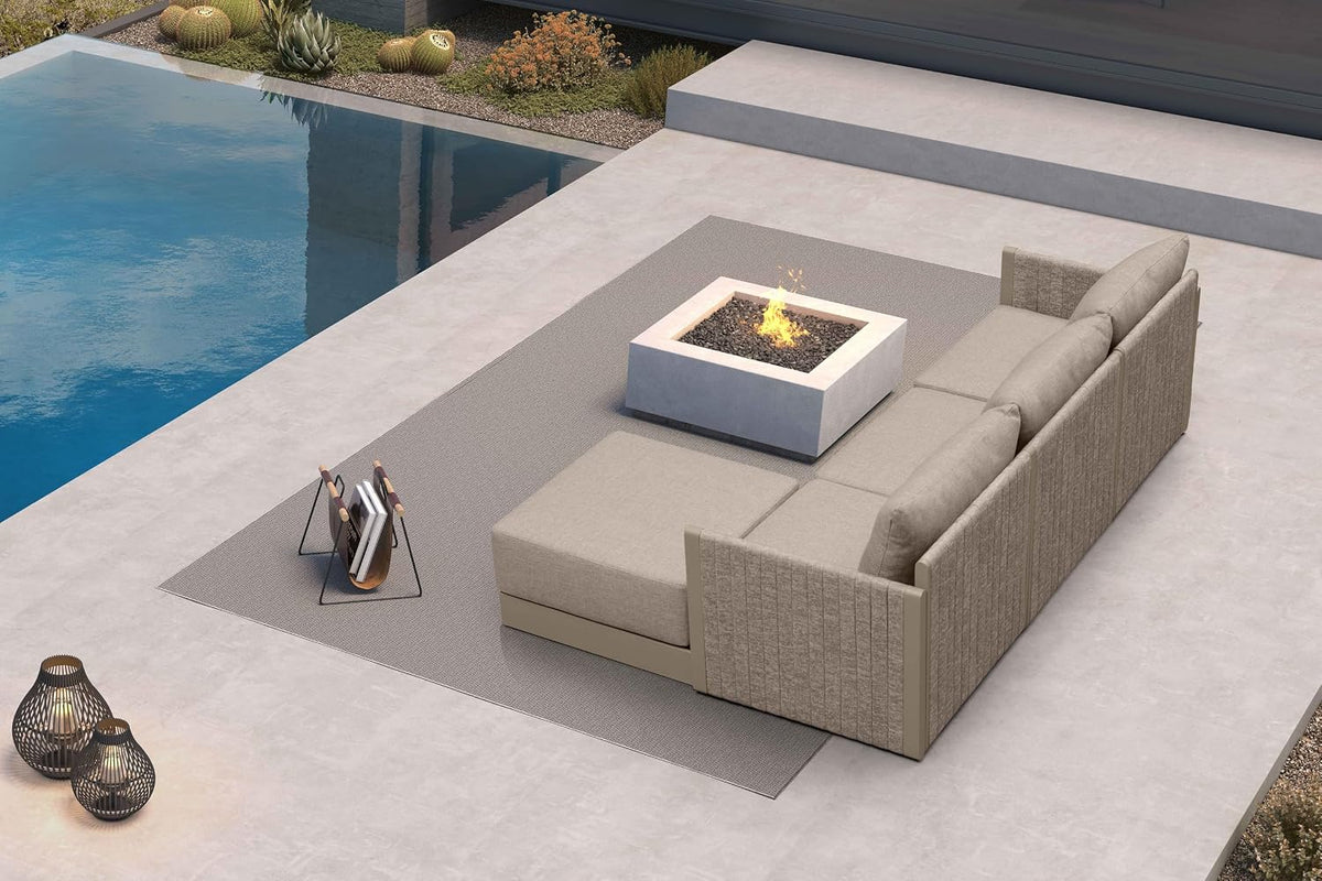 PURPLE LEAF Patio Conversation Set 4-Piece w/Ottoman Deep Seating, Beige