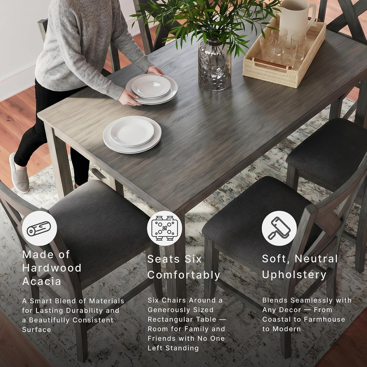Signature Design by Ashley Caitbrook Counter Height Dining Table Set for 6