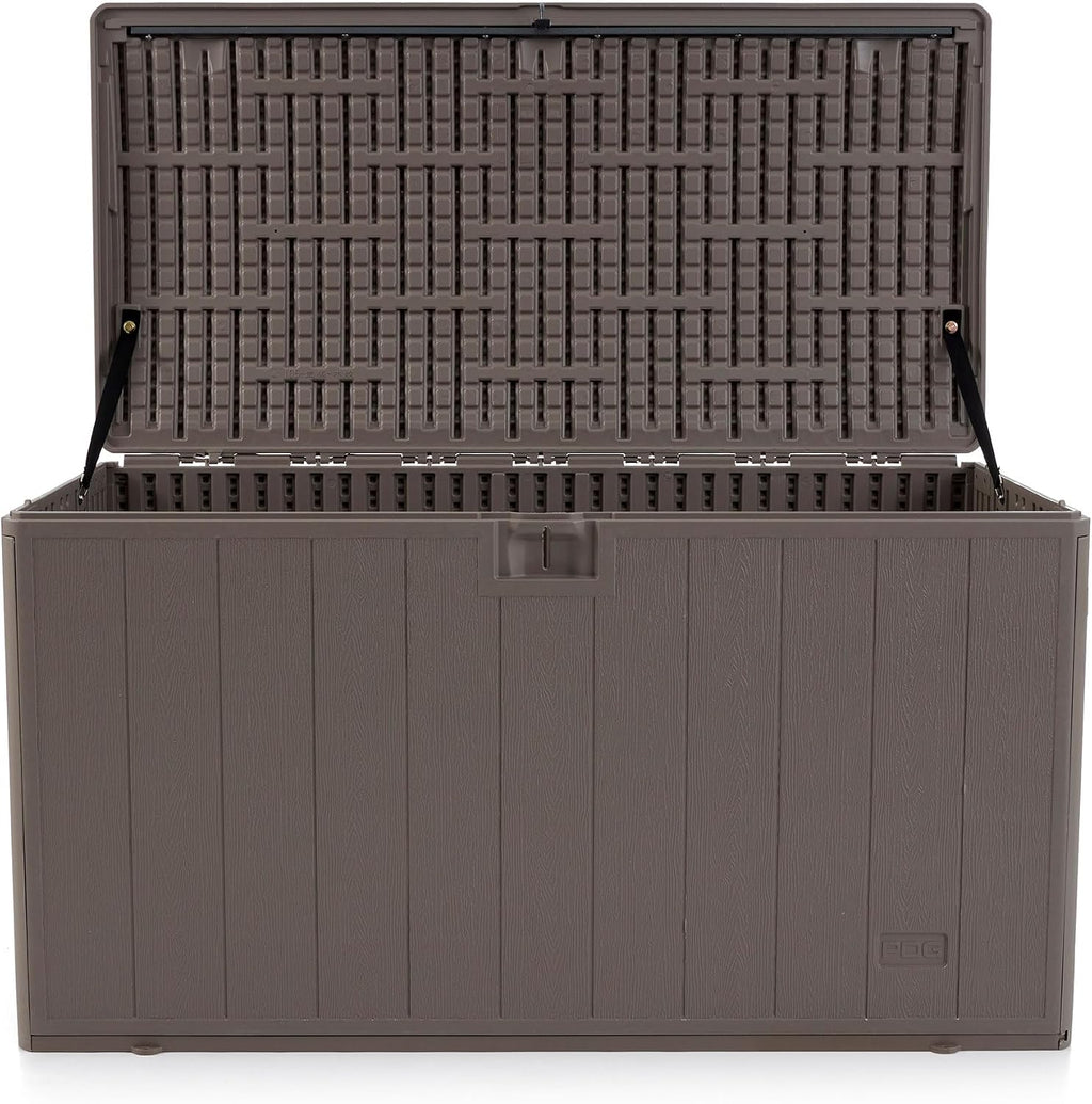 Plastic Development Group Outdoor Storage Deck Box, Standard Close, 105 Gallon, Driftwood