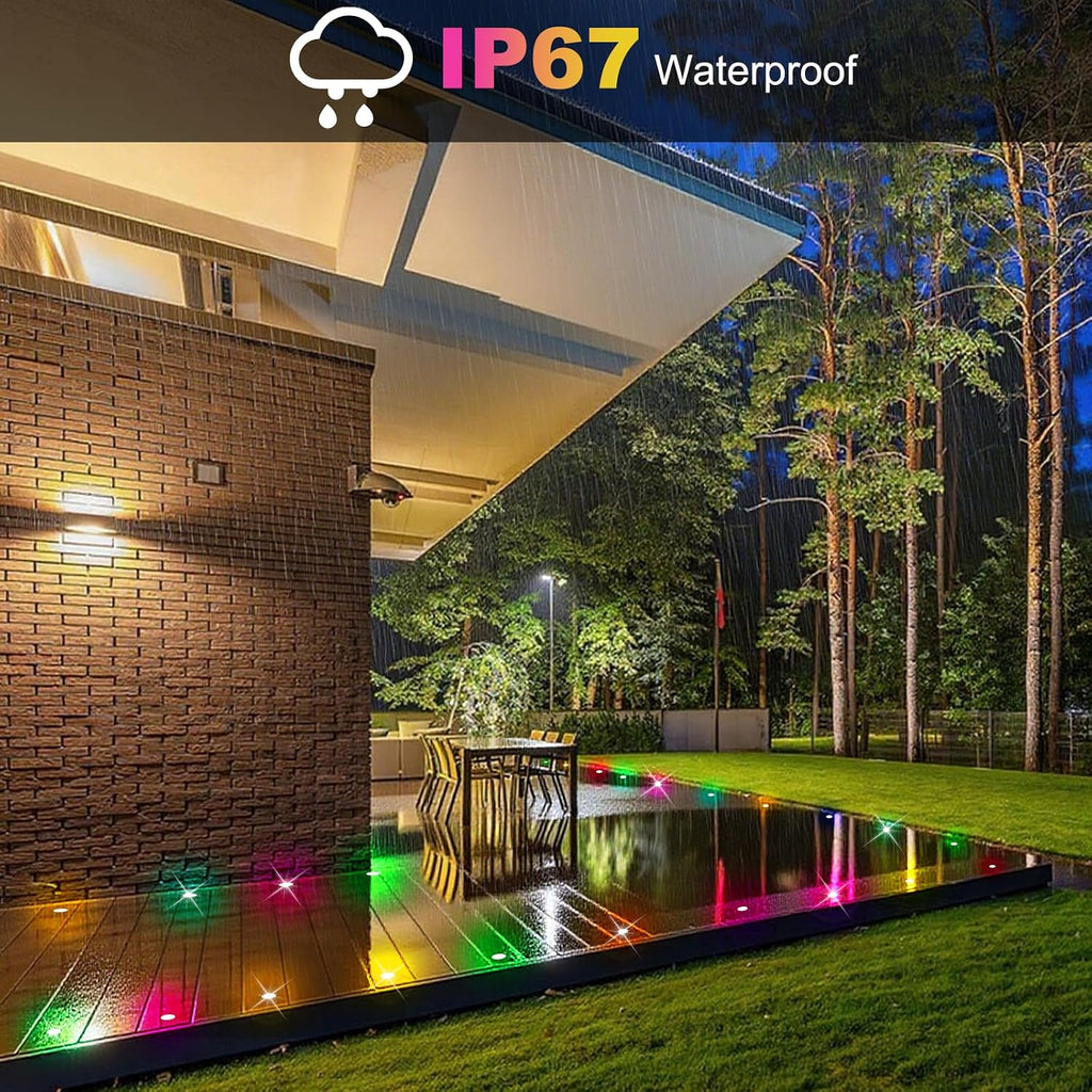 Recessed LED Deck Lights Kit, 10 Pack Φ1.77 WiFi Pixel RGBW+IC Multicolor