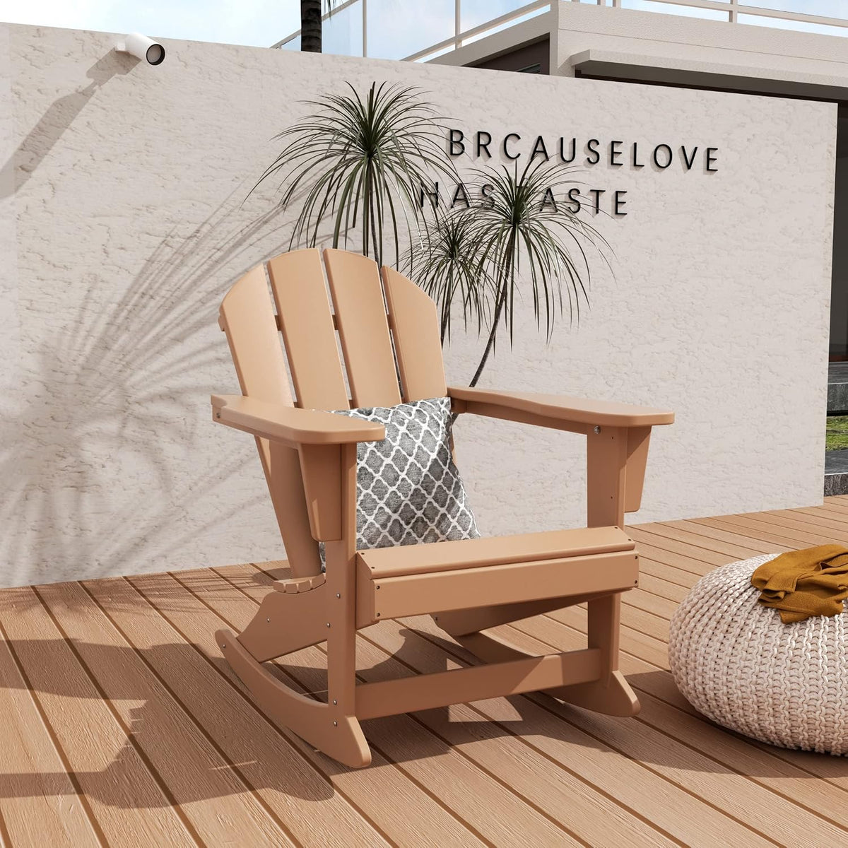 HDPE Laguna Outdoor Rocking Poly Adirondack Chair, Teak