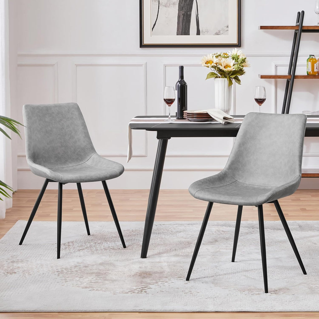 Yaheetech Dining Chairs Set of 2 Mid Century Modern Kitchen Chairs Gray