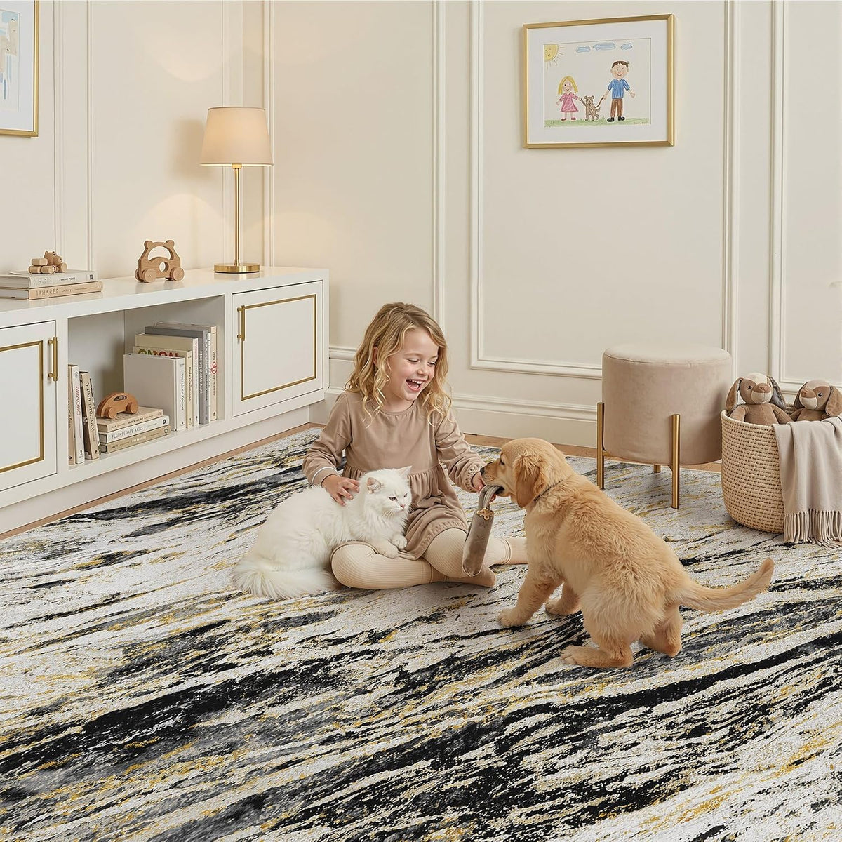 area rugs for living room: 9x12 abstract washable, side view