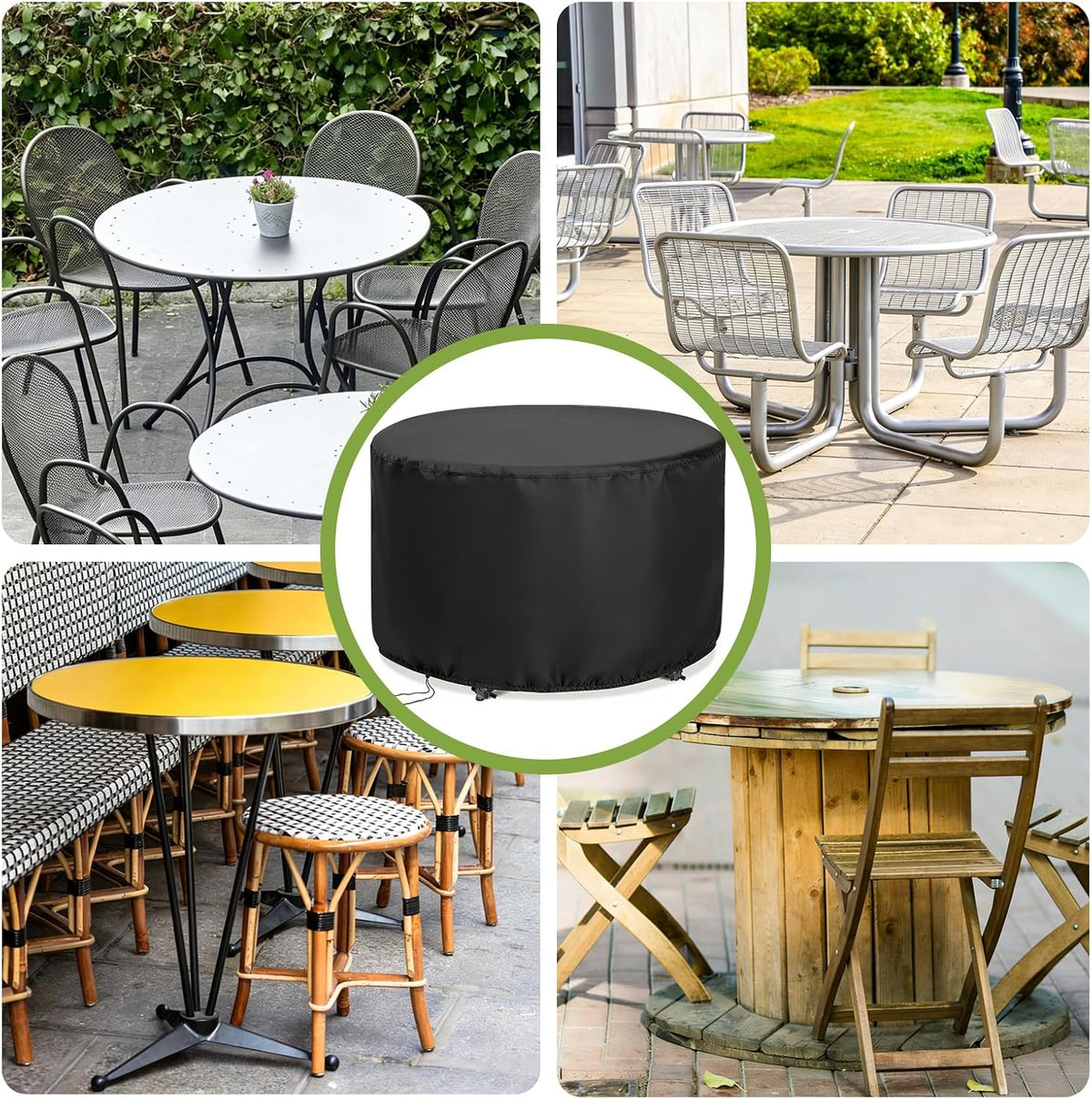 Round Patio Bar Height Table and Chair Cover for 90 Inch Patio Table