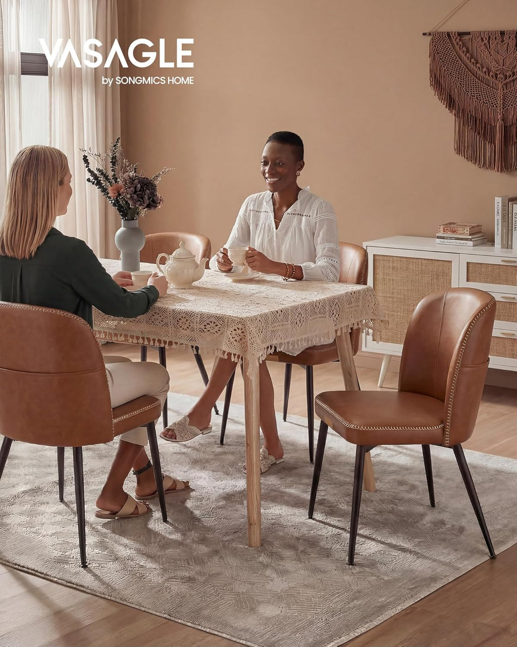 VASAGLE Dining Chairs Set of 2, Upholstered Kitchen Chairs