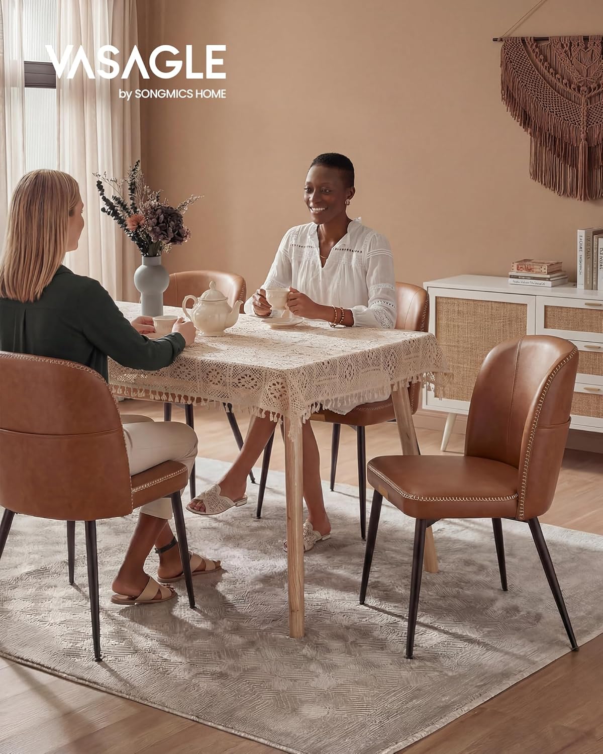 VASAGLE Dining Chairs Set of 2, Upholstered Kitchen Chairs