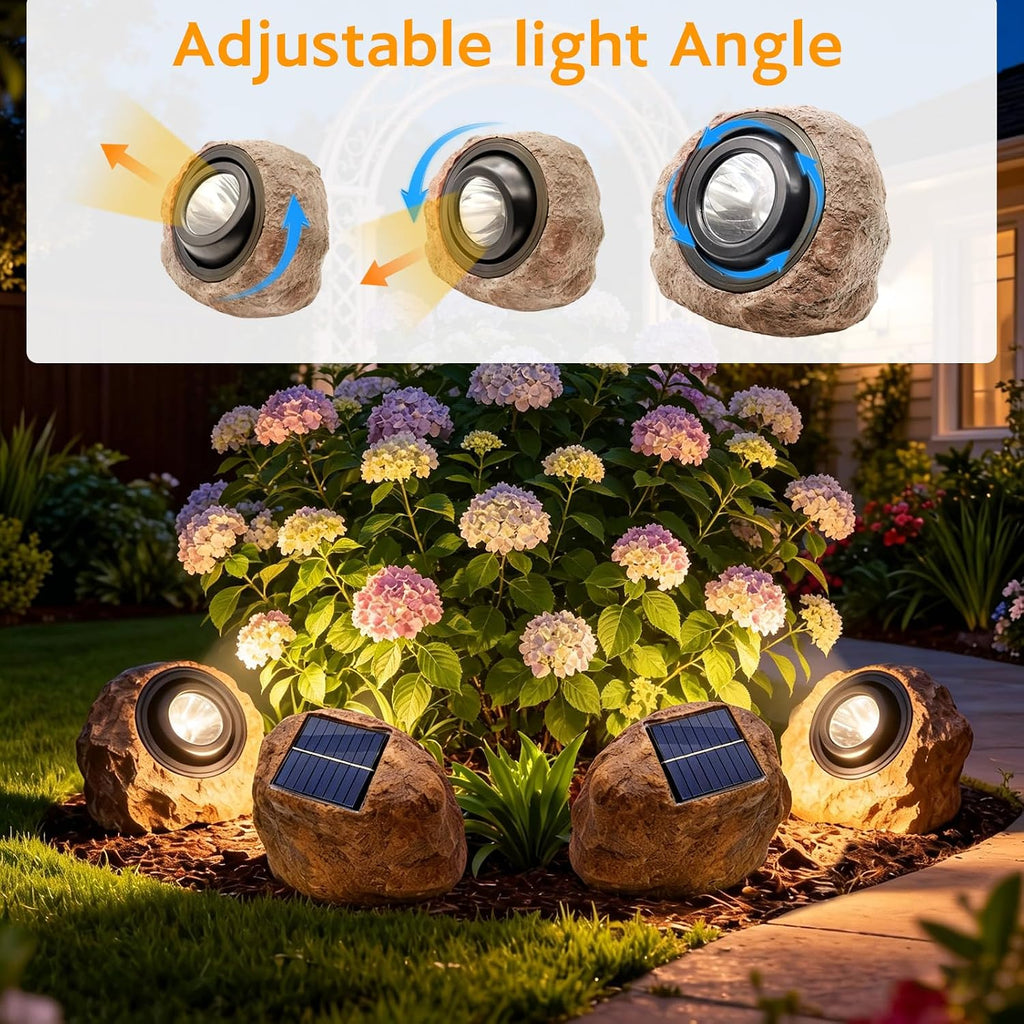 VOOKRY Brown Solar Rock Lights Outdoor, IP65 Waterproof Garden Stone Lights