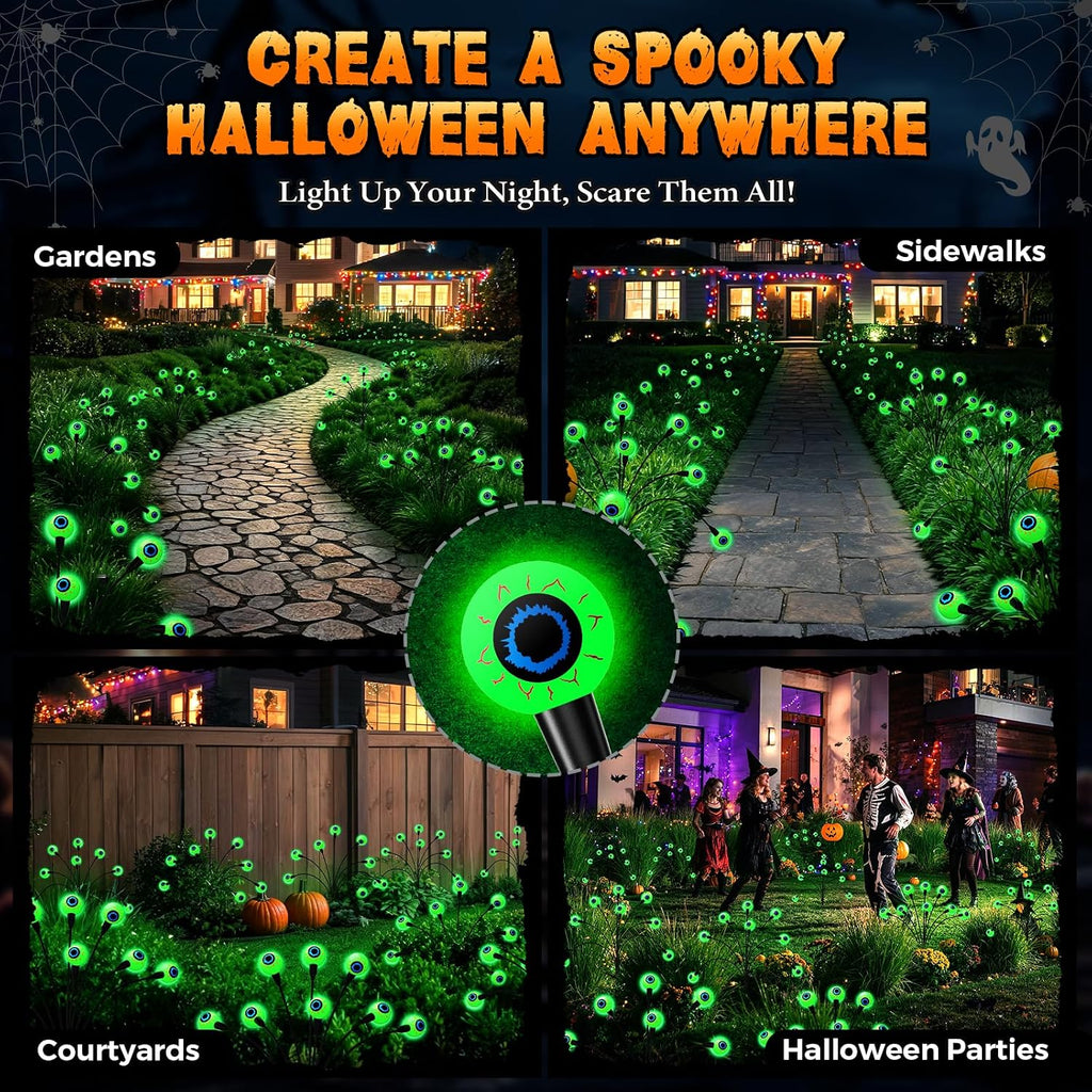 Halloween Decorations Outdoor, 6Pack 48 LEDs Solar Eyeball Lights