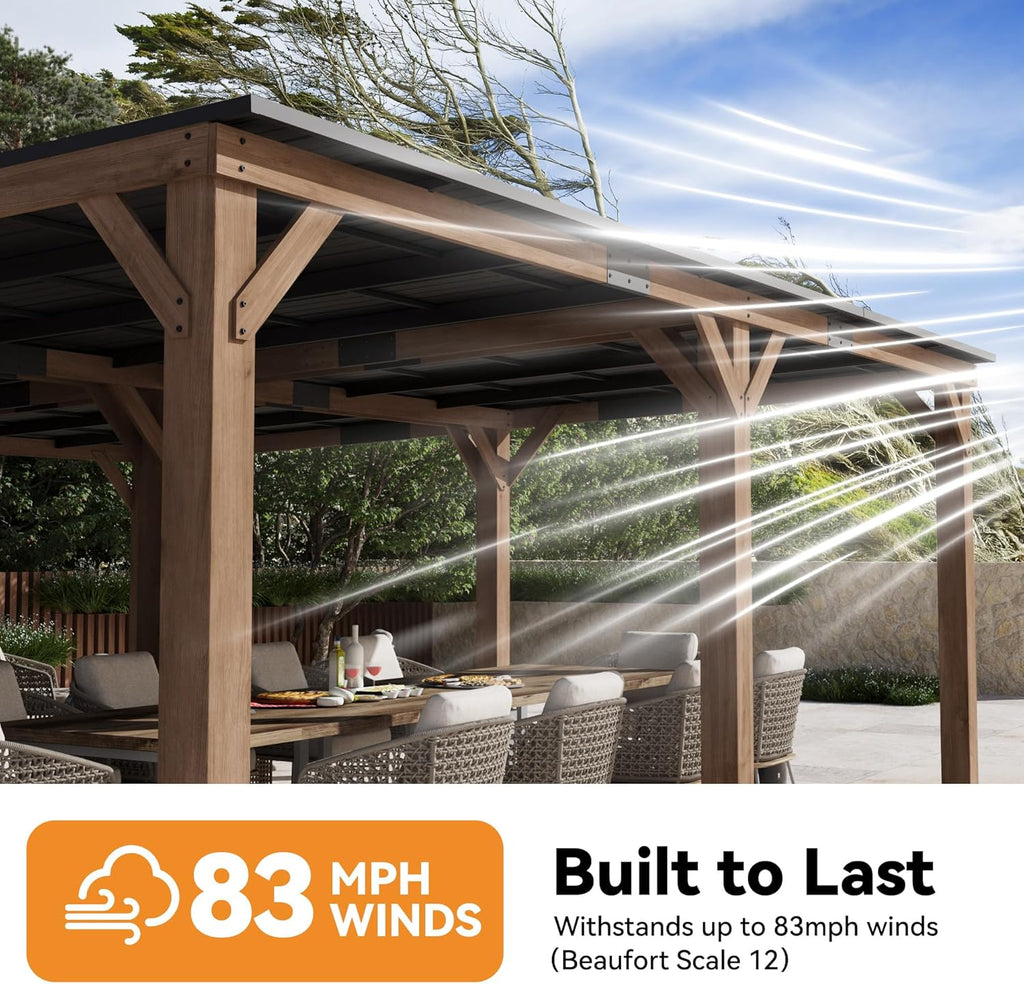 Modern Shade Wood Grill Gazebo 20' x 20' with Sloped Galvanized Steel Roof