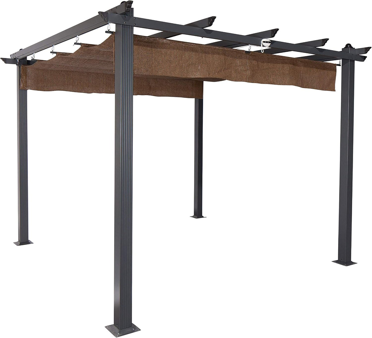Coolaroo Aurora Pergola, Backyard or Patio Shade Pergola, Light Filtering 90% UV Block, 9'10" x 9'10", Mocha