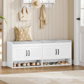Hzuaneri 55.1" Shoe Storage Bench, Shoe Bench with 4 Doors & Padded Cushion