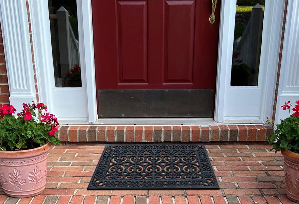 A1 Home Collections 9-LB Heavy Duty Rubber Doormat 24"×36" - Won't Blow Away | Outside Front Door Mat, Mud Dirt Scraper, Non-Slip Drainage Mat for Entryway Patio Garage, All-Weather, 100% Rubber