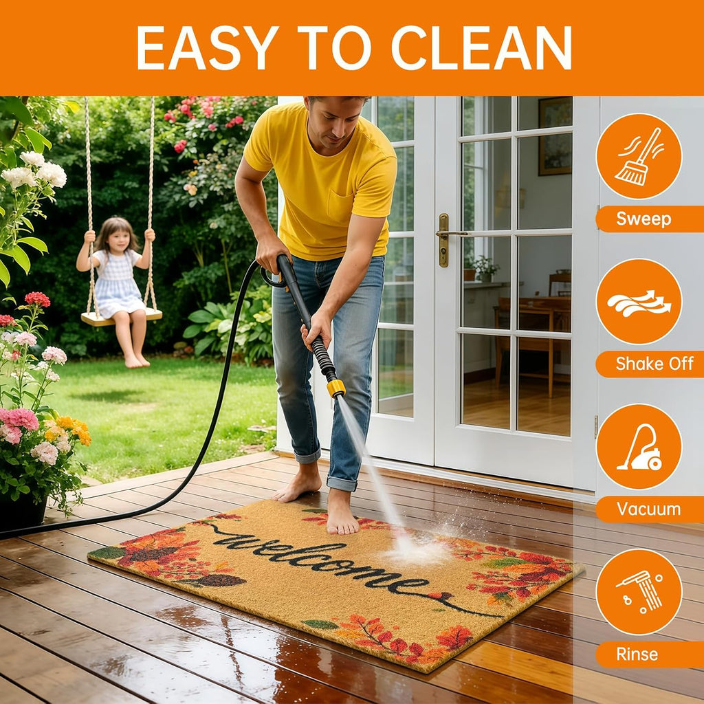 Fall Leaves Welcome Door Mat for Front Door Outdoor Indoor 17x29 in
