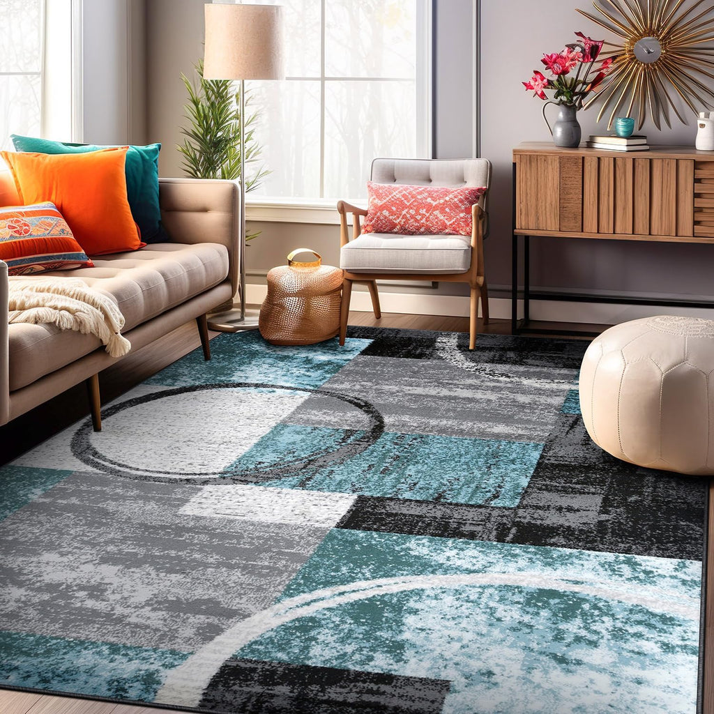 Rugshop Circle Design Contemporary Fade-Resistant Area Rug Gray 12' x 15'