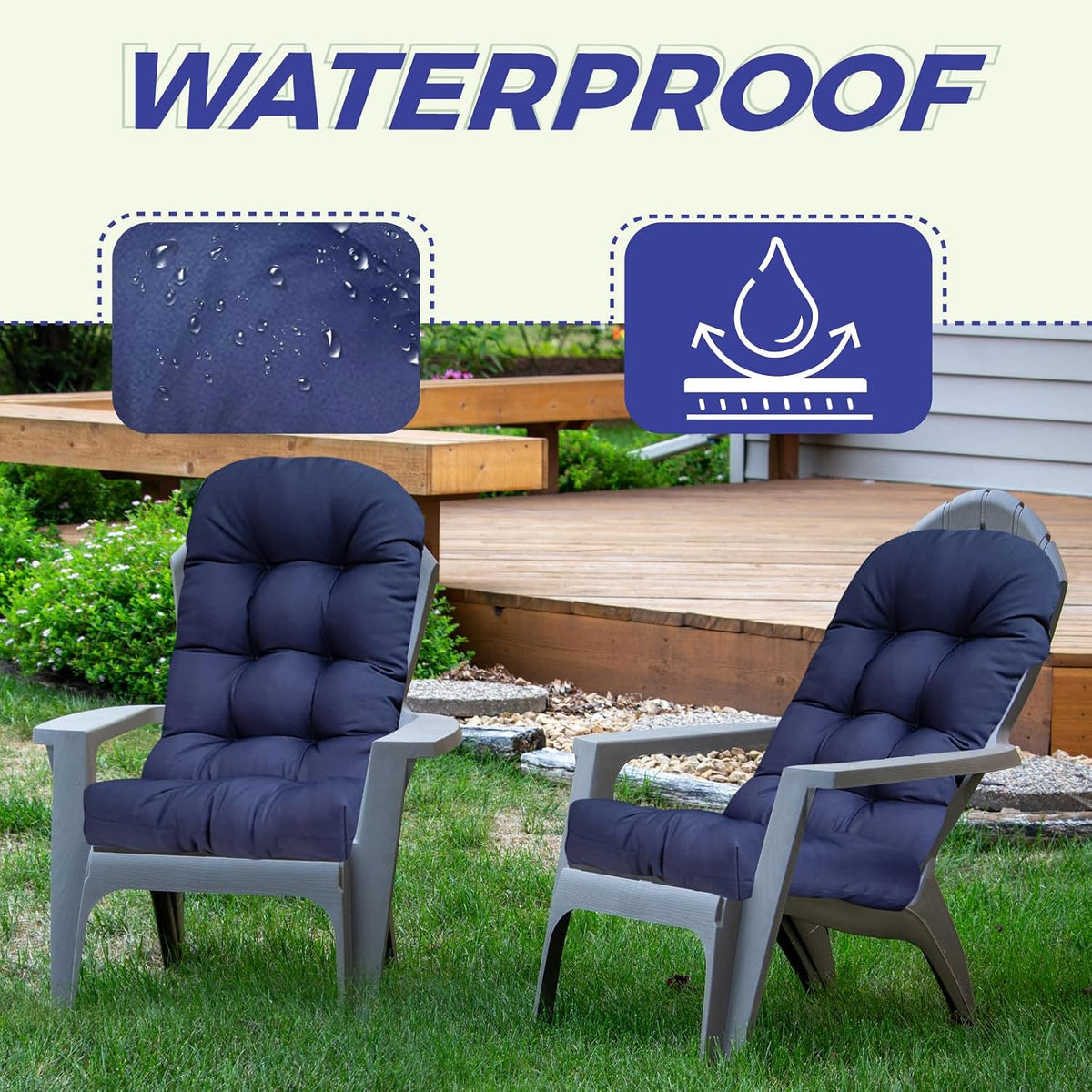 Outdoor Adirondack Chair Cushions Floral Set of 2 for Patio Furniture