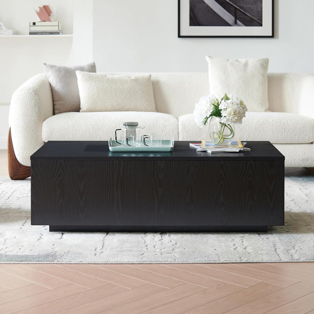 Henn&Hart 48" Modern Coffee Table, Natural Black