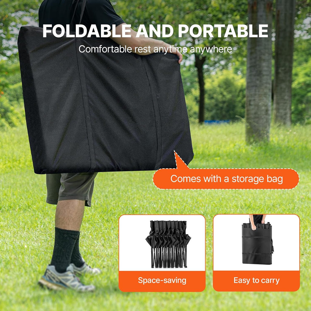 VEVOR Portable Folding Bench, 8 Seats Foldable Sideline Bench, Outdoor Camping Chair with Carry Bag & Backrest, Team Sport Sideline Bench for Football Fishing, No Assembly Instant Seating, Black