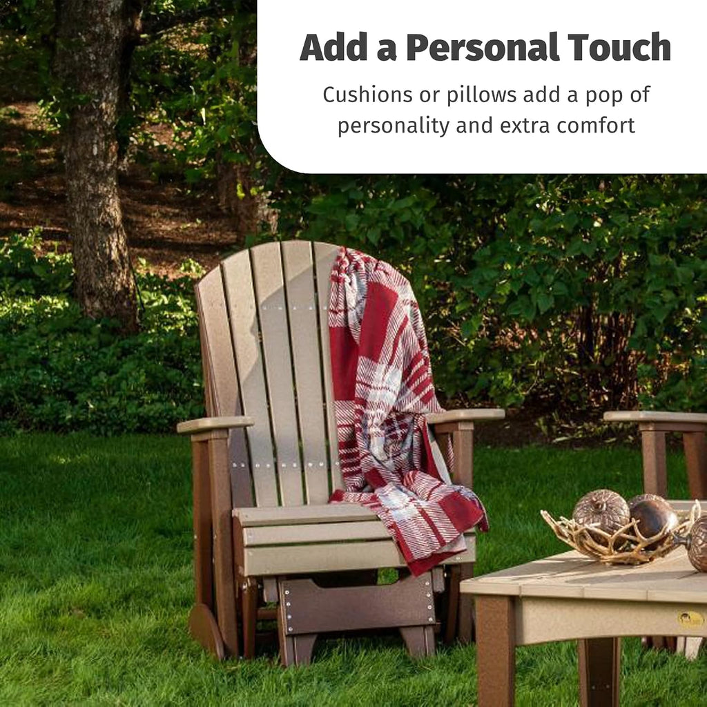 LuxCraft 2' Adirondack Glider Chair, Outdoor Patio Rocking Glider, Gliding Rocker for Outside (Cedar & Black)