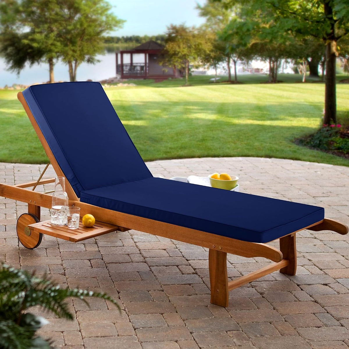 Chaise Lounge Cushions Outdoor, 72x21x3 Inch, Navy