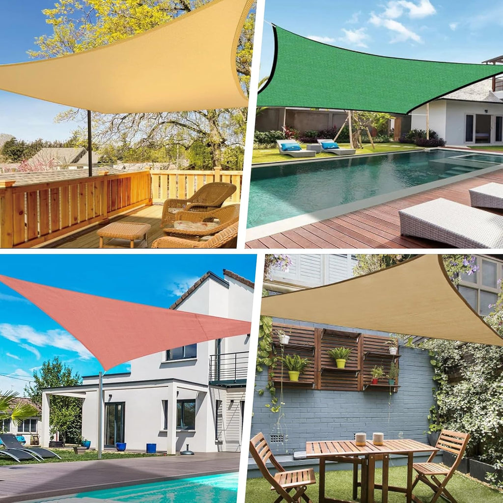 Waterproof Shade Sail 95% UV Rectangle 10'x13' Custom Light Gray