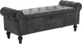 51" Storage Bench for Bedroom, Upholstered Ottoman Bench, Chenille DarkGray