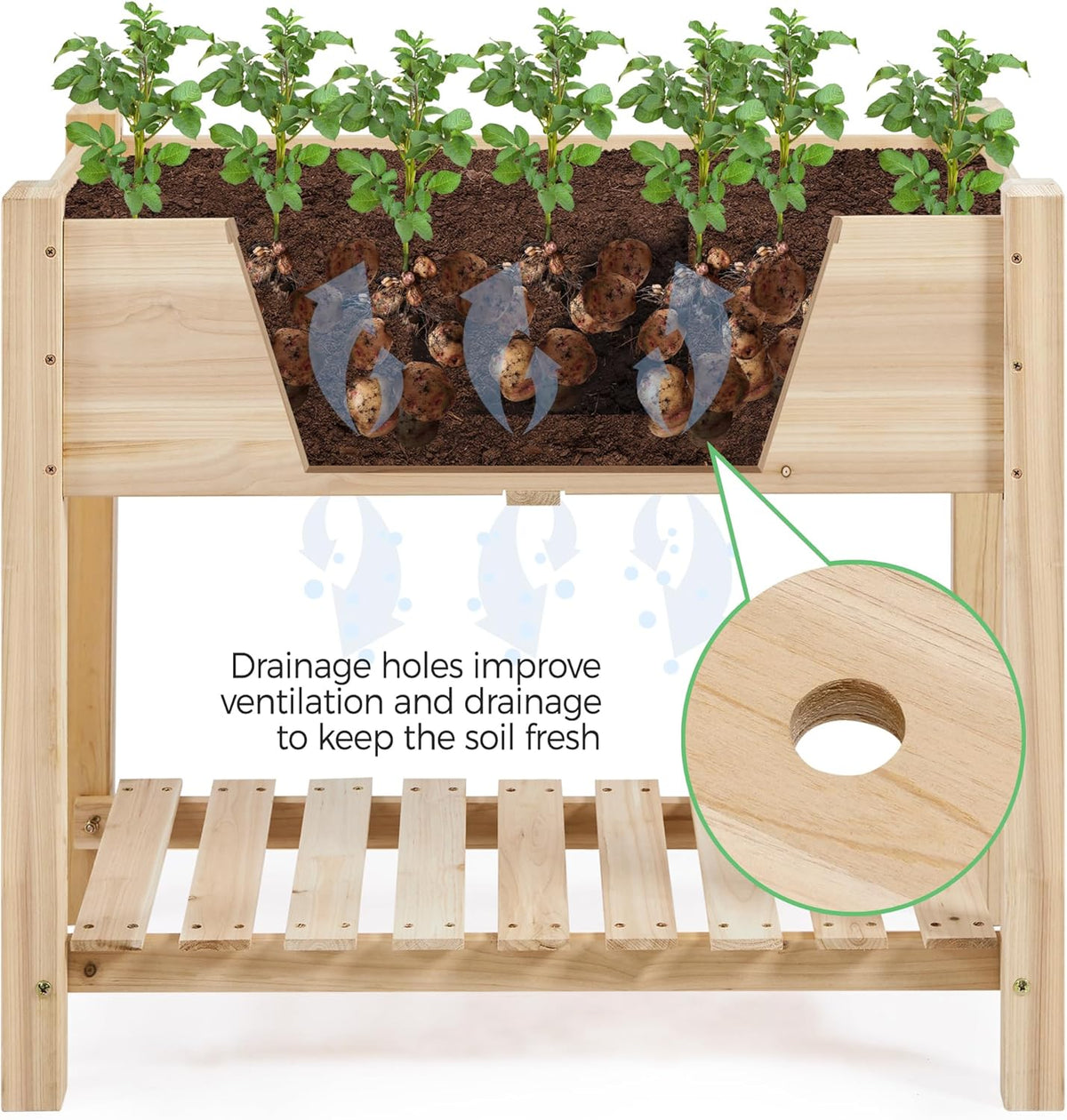 Yaheetech 34" Raised Garden Bed with Legs, Wooden Planter Box, 1Pcs