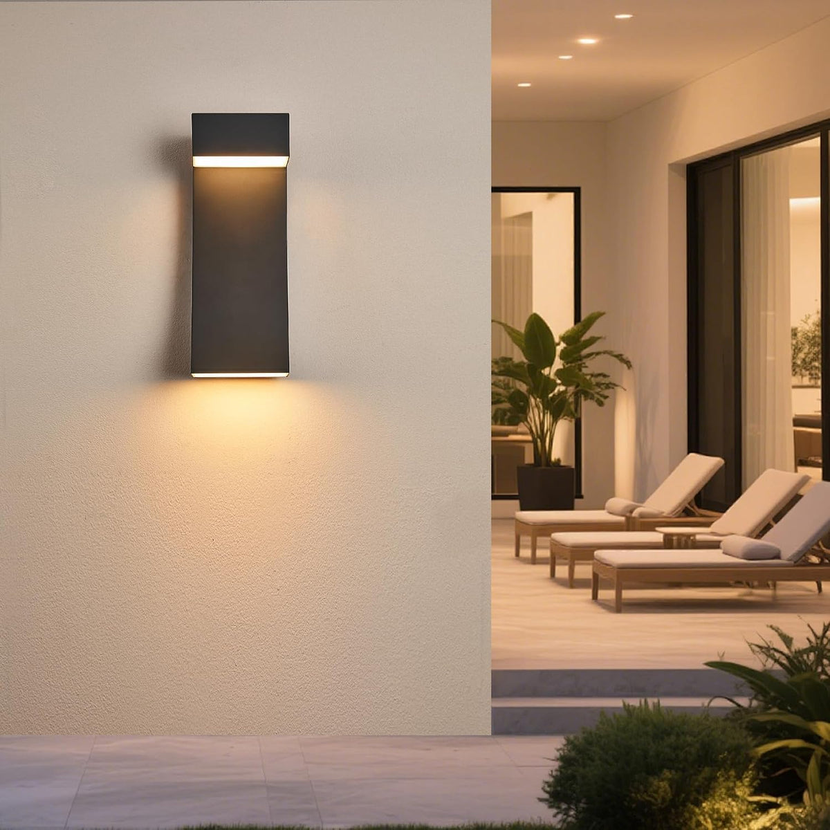 Modern Outdoor Wall Light Curved Design Waterproof,Super Bright LED,Textured Black Finish with Frosted Glass, cETLus Listed & Dimmable,Hardwired Wall Sconce for Porch,Garage,Patio, Garden