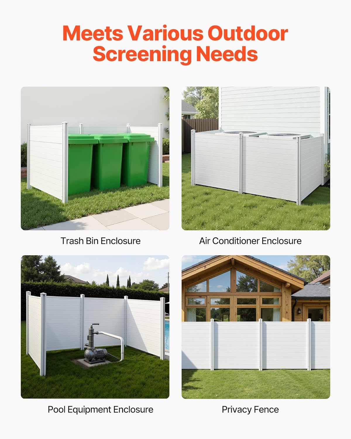VEVOR Outdoor Privacy Screens 50" W x 50" H 4-Panel Air Conditioner Fence