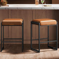 VASAGLE Bar Stools Set of 2, Counter Height, PU Leather, 26-Inch