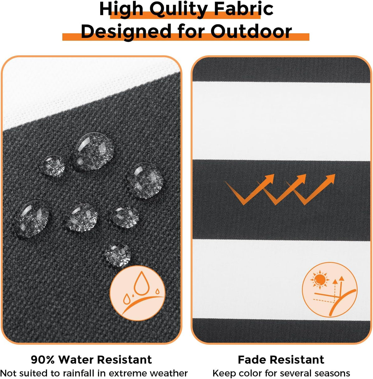 Magpie Fabrics Outdoor Deep Seat Cushion Set 24x24x4 Inch Thick Chair Pad and 24"x20" Back Pillow with Removable Cover, Water & Fade Resistant for Patio Sofa - Black White