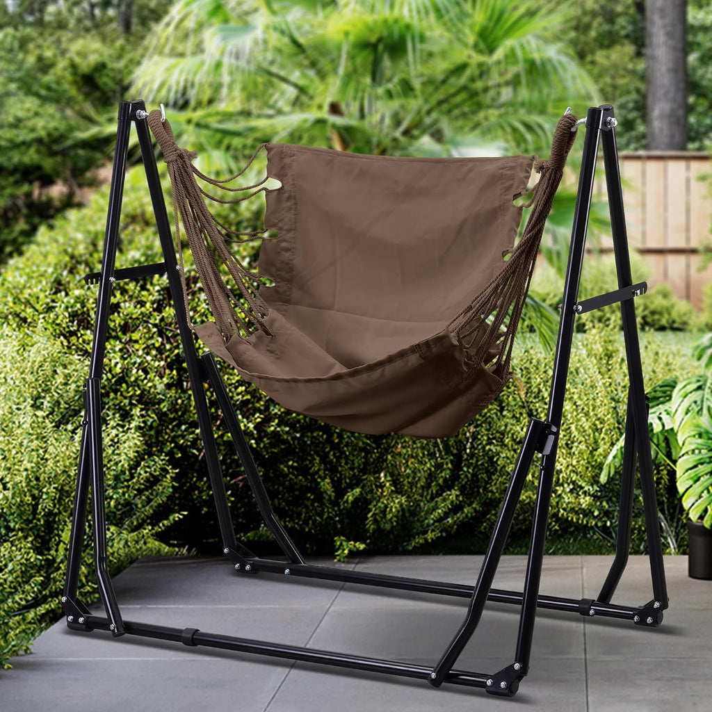 ainfox hammock with foldable stand, 2 in 1 shown in use