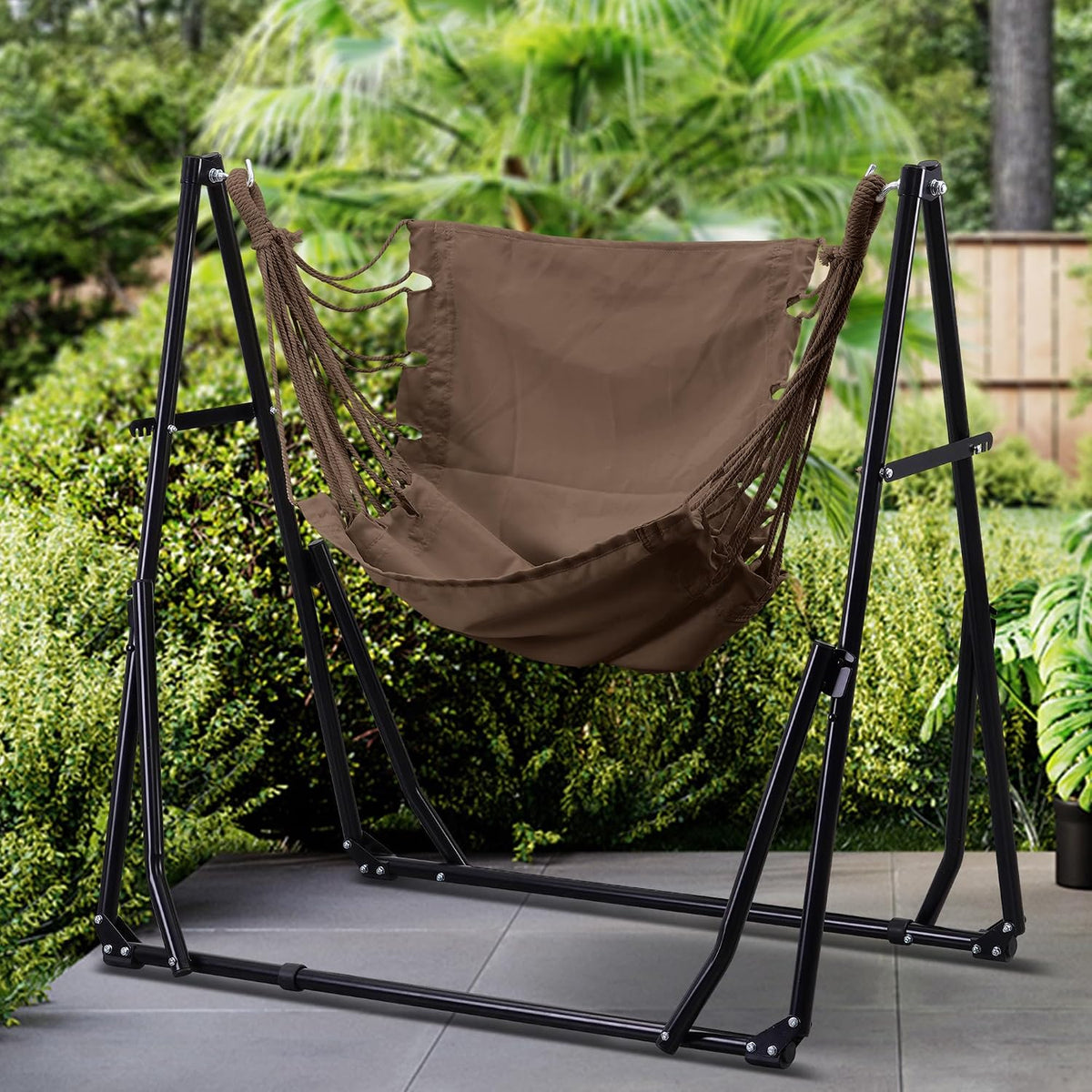 ainfox hammock with foldable stand, 2 in 1 shown in use