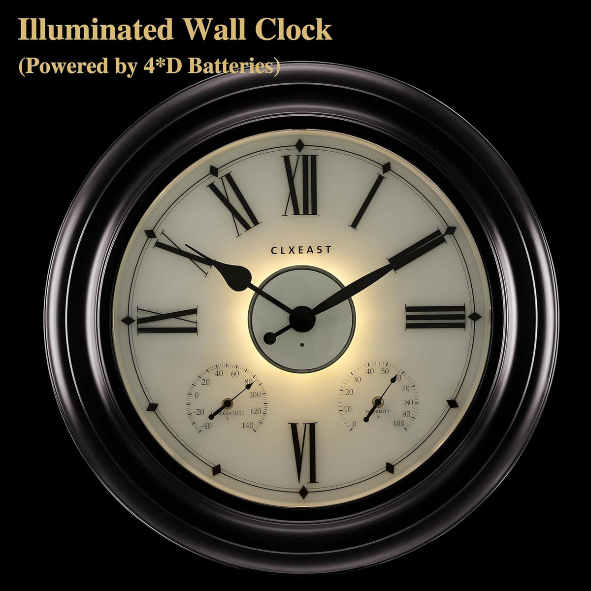CLXEAST 24 Inch Large Illuminated Outdoor Clocks Waterproof