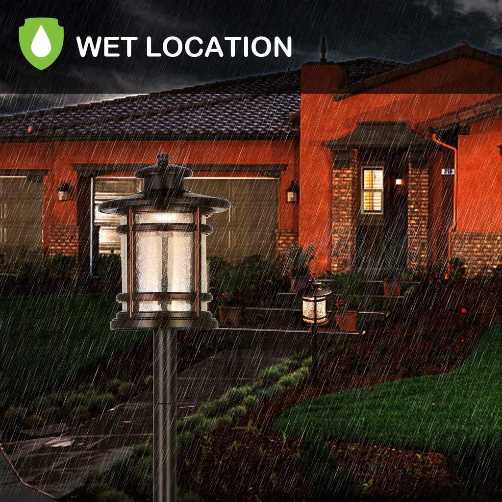 hykolity Low Voltage ORB LED Landscape Path Light with Crackled Glass Shade