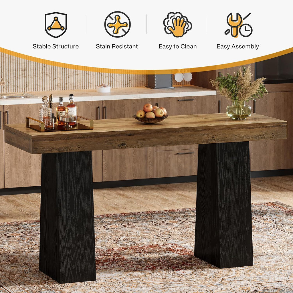 Tribesigns 63 Inch Bar Table, Bar Height Counter Table, Brown Black (1)