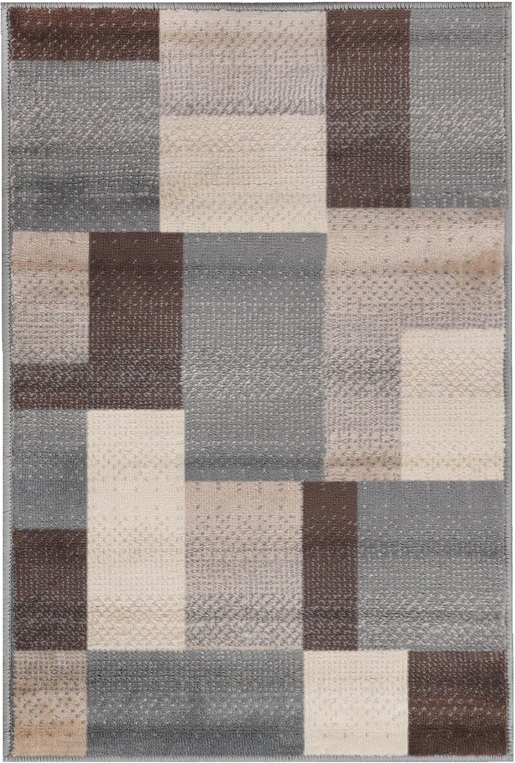 SUPERIOR Clifton Indoor Plush Area Rug, Easy Clean, 3'x5', A Grey