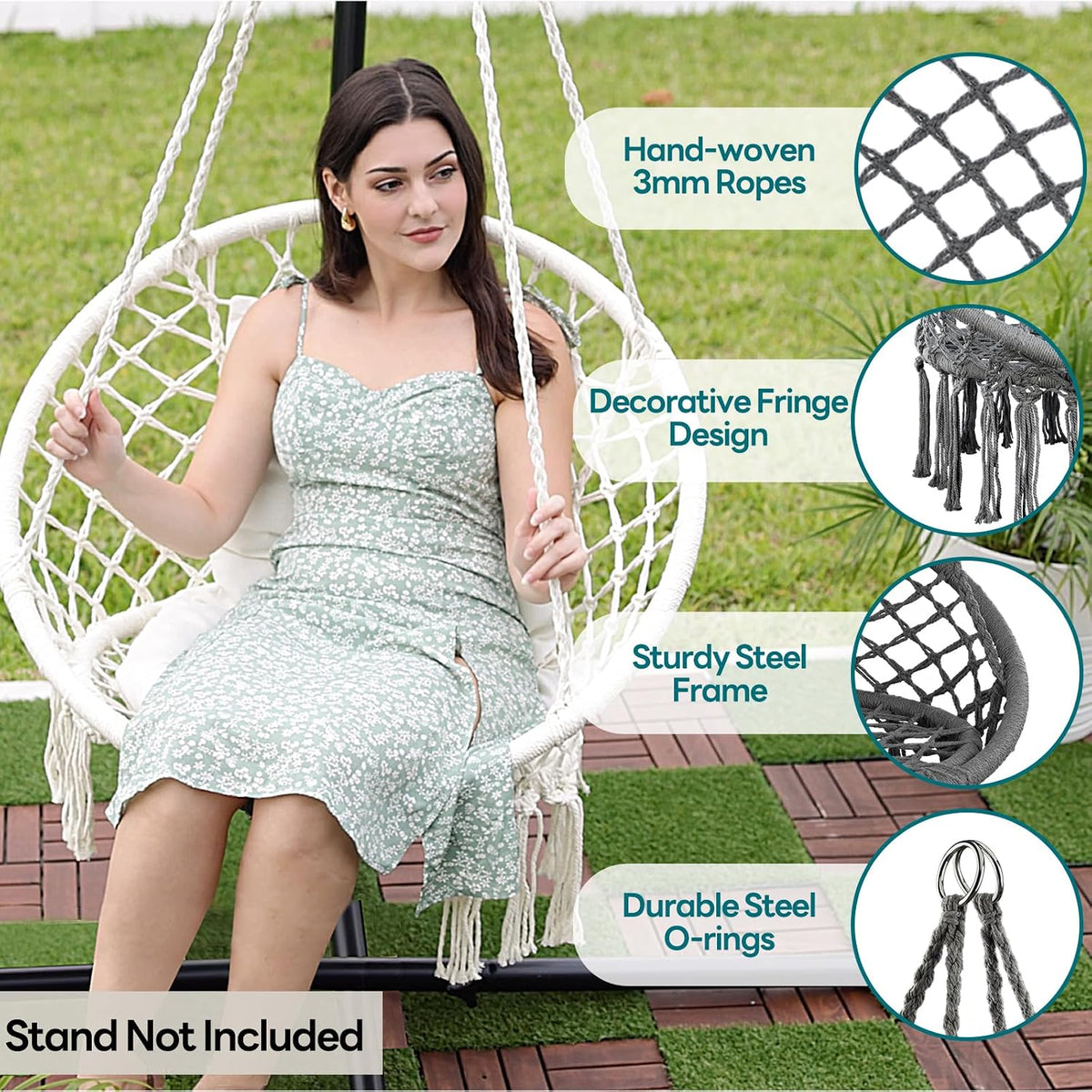 joyview macrame hammock chair, hanging chair with 2 shown in use
