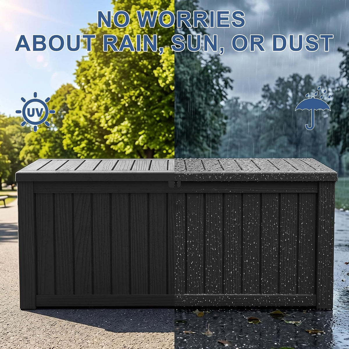 Vixzen Waterproof Outdoor Storage Box 170 Gal Deck Box with Lockable Lid