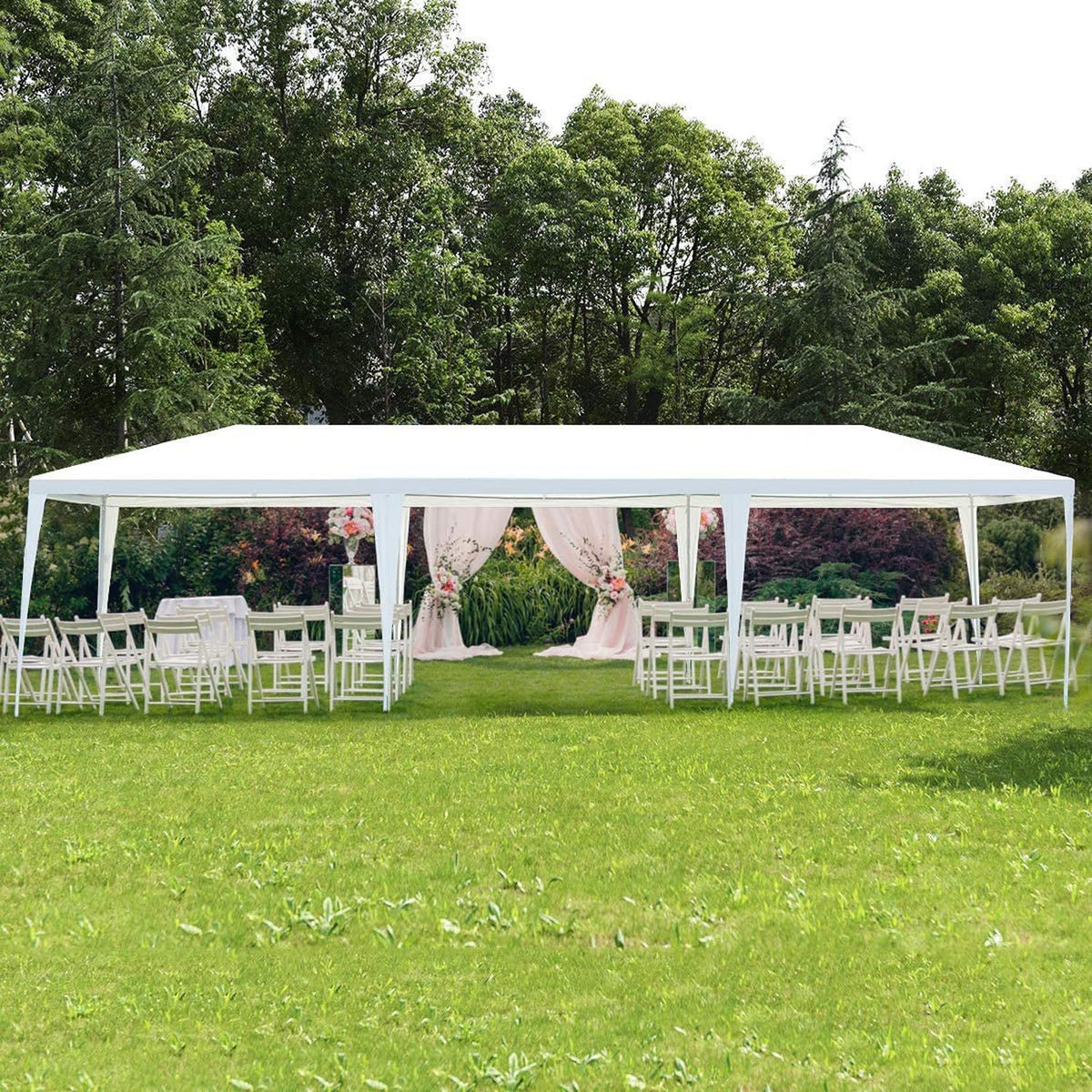 10x30 FT Party Tent, Outdoor Wedding Tents for Parties, Canopy Event Tent Without Removable Sidewalls, Waterproof Gazebo Shelter for Birthday Parties, Weddings, BBQs & Events (10X30FT-0Sides White)