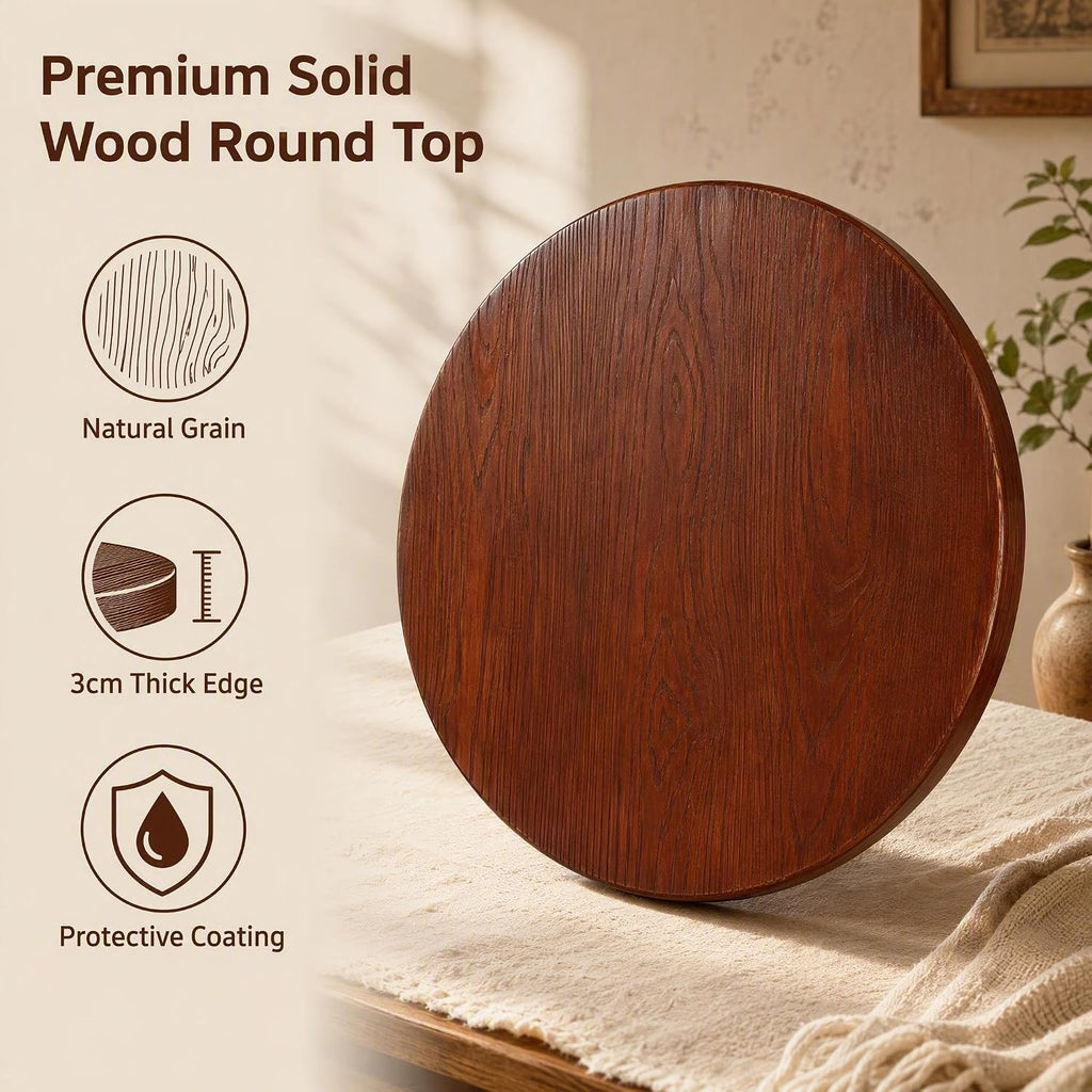 farmhouse round wooden table top 19.7" diy for, side view