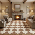 GarveeHome Brown Area Rugs 8x10 Modern Living Room Checkered Washable Rug