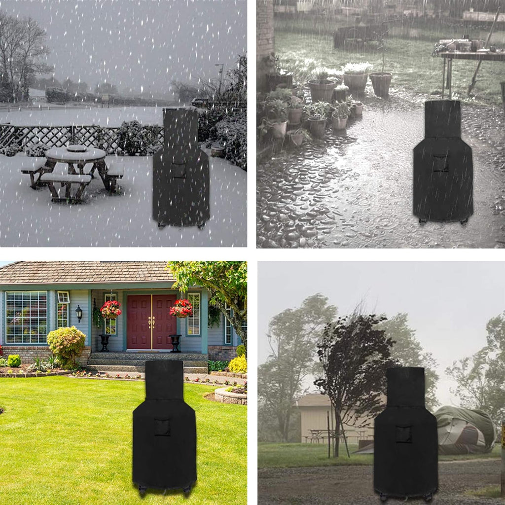 womaco chiminea cover waterproof patio chiminea fire pit, front angle view