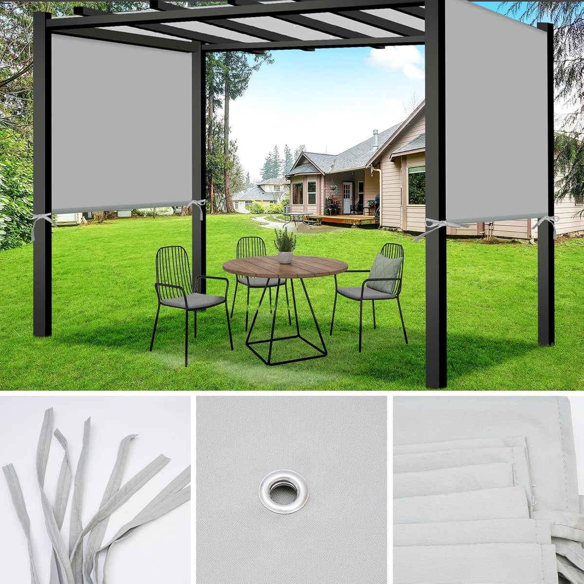 pergola shade cover replacement, 17 x 6.8 ft showing dimensions